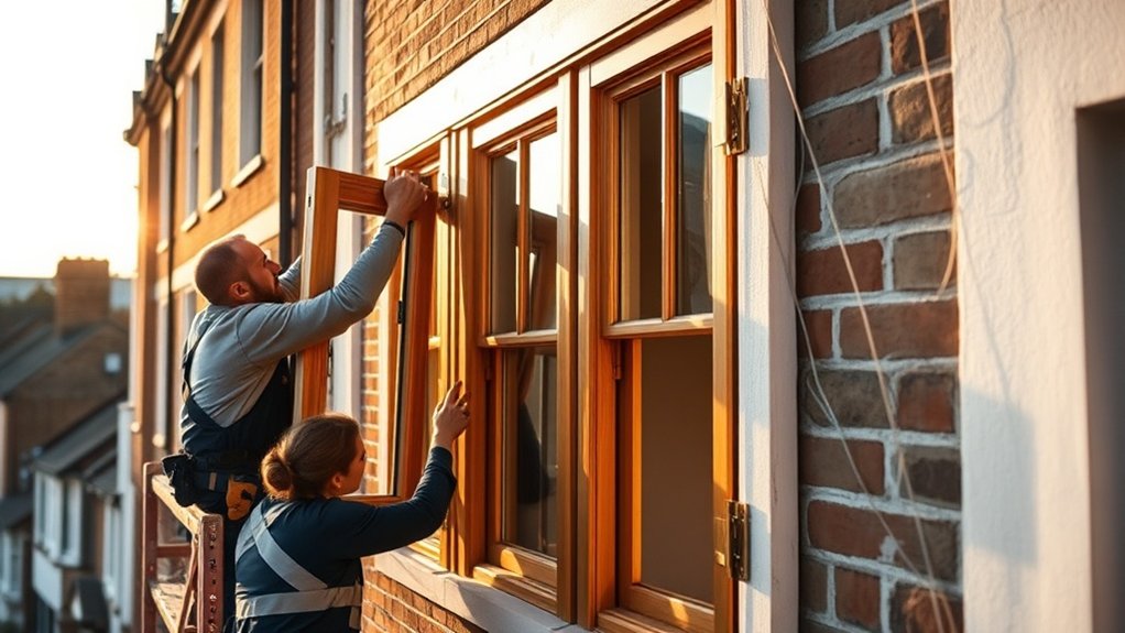 Wooden Window Installation Lee